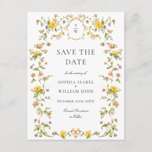 Elegant Meadow Wildflowers Wedding Save the Date Postcard