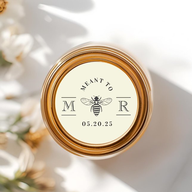 Elegant Meant to Bee Honey Wedding Favour Classic Round Sticker (Creator Uploaded)