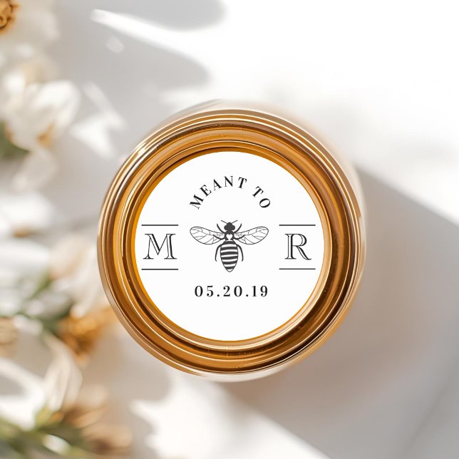 Elegant Meant to Bee Honey Wedding Favour Classic Round Sticker (Creator Uploaded)