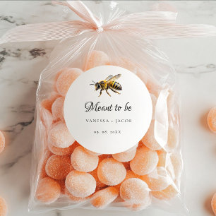 Elegant Meant to Bee Wedding Favour  Classic Round Sticker
