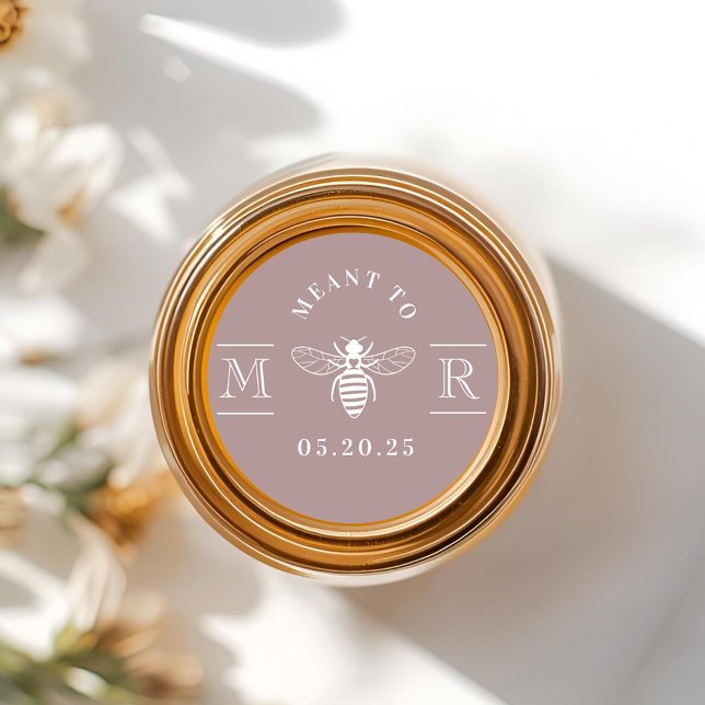 Elegant Meant to Bee Wedding Favour Mauve Purple Classic Round Sticker (Creator Uploaded)