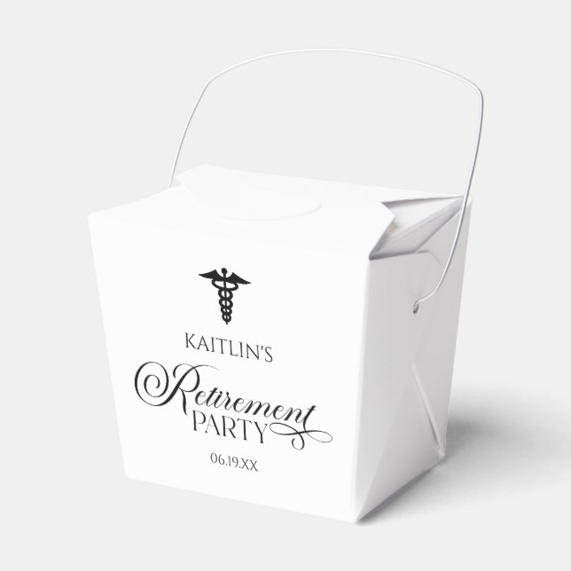 Elegant Medical Caduceus Retirement Party Favor Box (Front Side)