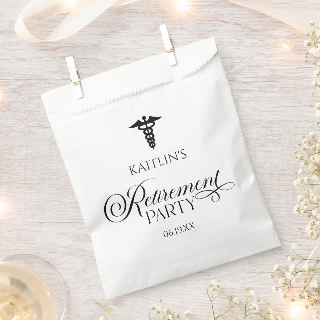 Elegant Medical Caduceus Retirement Party Favour Bag (Clipped)