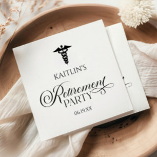 Elegant Medical Caduceus Retirement Party Napkin