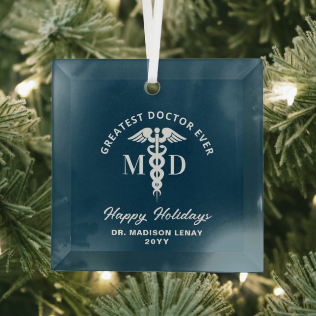 Elegant Medical Doctor Personalized Christmas Glass Ornament (Insitu)