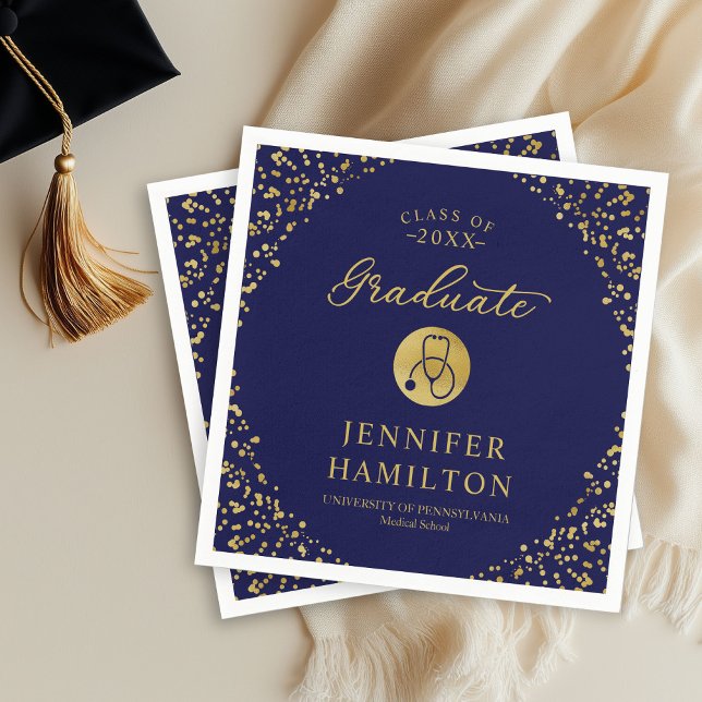 Elegant Medical Nursing School Graduation Blue Napkin (Creator Uploaded)