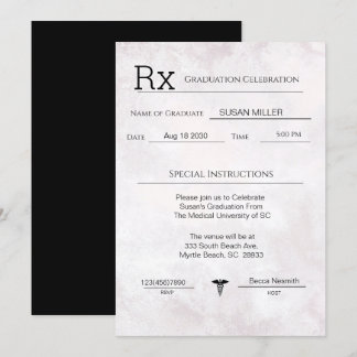 Elegant Medical Prescription Pad Graduation   Invitation