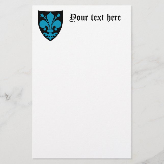 Elegant medieval Fleur De Lis shield Stationery (Front)