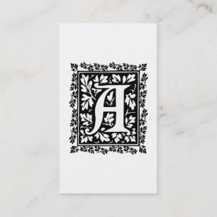 Elegant Medieval Illuminated Manuscript Letter A Business Card