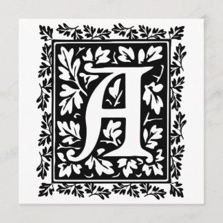 Elegant Medieval Illuminated Manuscript Letter A Invitation
