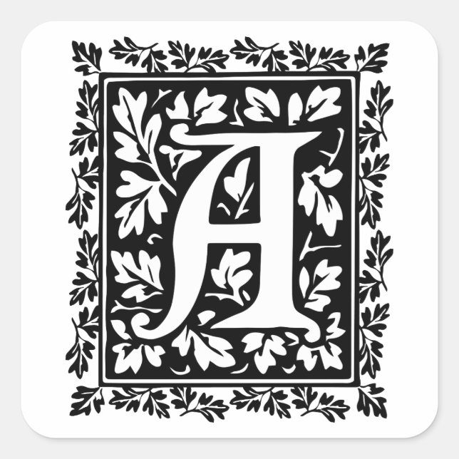 Elegant Medieval Illuminated Manuscript Letter A Square Sticker (Front)