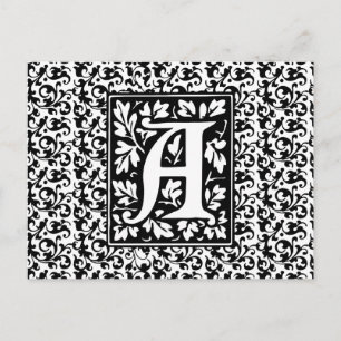 Elegant Medieval Letter A Antique Monogram Postcard