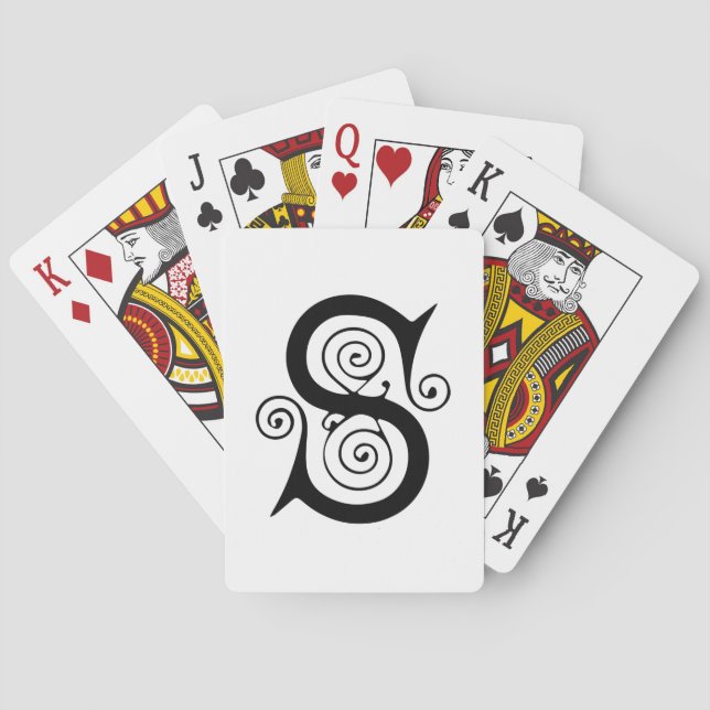 Elegant Medieval Letter S Antique Monogram Playing Cards (Back)