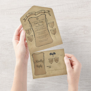 Elegant Medieval Scroll Character Sheet  All In One Invitation