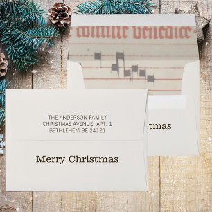 Elegant Medieval Sheet Music Merry Christmas Envelope