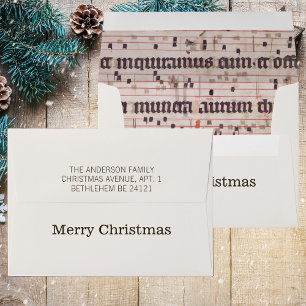 Elegant Medieval Vintage Sheet Music Christmas Envelope