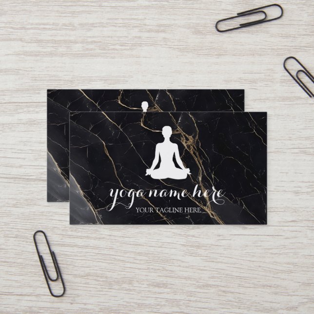 Elegant Meditation Om Logo Yoga Business Card (Front/Back In Situ)