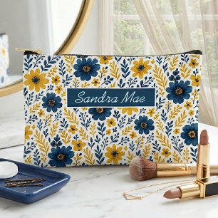 Elegant Mediterranean Floral Art Toiletry Bag