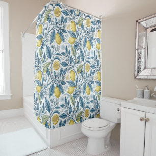 Elegant Mediterranean Lemon Botanical Navy