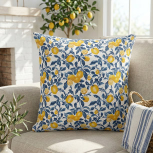 Elegant Mediterranean Lemon Botanical  Throw Pillow
