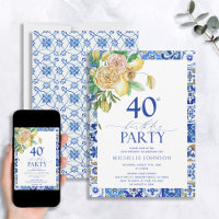 Elegant Mediterranean Lemon Floral 40th Birthday