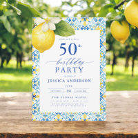Elegant Mediterranean Lemon Floral 50th Birthday