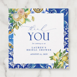 Elegant Mediterranean Lemon Floral Bridal Shower Favour Tags