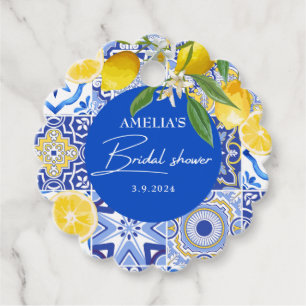 Elegant Mediterranean Lemon Floral Bridal Shower Favour Tags