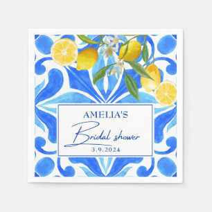 Elegant Mediterranean Lemon Floral Bridal Shower  Napkin