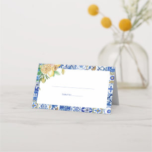 Elegant Mediterranean Lemon Floral Bridal Shower Place Card