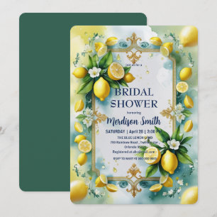 Elegant Mediterranean Lemon Floral Bridal Shower   Save The Date
