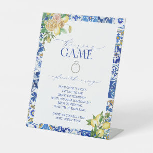 Elegant Mediterranean Lemon Floral The Ring Game Pedestal Sign