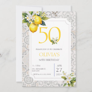 Elegant Mediterranean Lemon Italian 50th Birthday Invitation