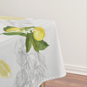 Elegant Mediterranean Lemon Summer Tablecloth 