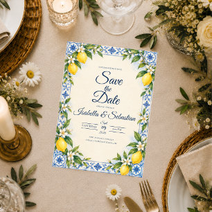 Elegant Mediterranean Lemon Wedding Save The Date
