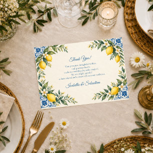 Elegant Mediterranean Lemon Wedding Thank You Card
