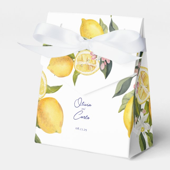 Elegant  Mediterranean Lemons Destination Wedding Favor Box (Front Side)