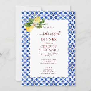 Elegant Mediterranean Lemons Rehearsal Invitation