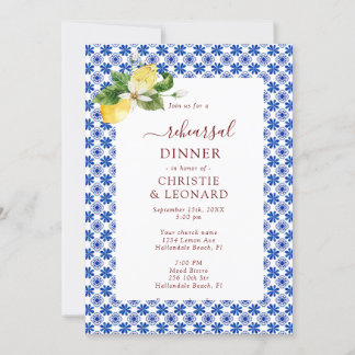Elegant Mediterranean Lemons Rehearsal  Invitation