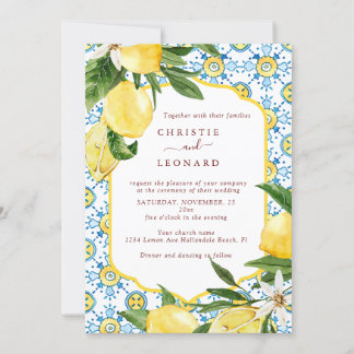 Elegant Mediterranean Lemons Wedding Invitation