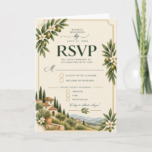 Elegant Mediterranean Olive Branch Wedding RSVP Ca Invitation