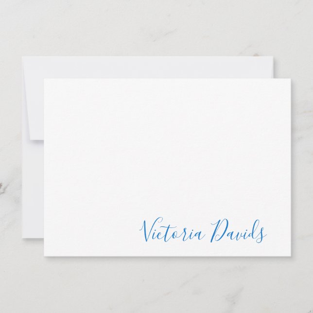 Elegant Medium Blue Personalized Signature Script Card (Front)