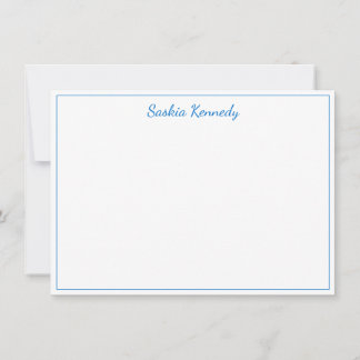 Elegant Medium Blue Script Border Personalized Card