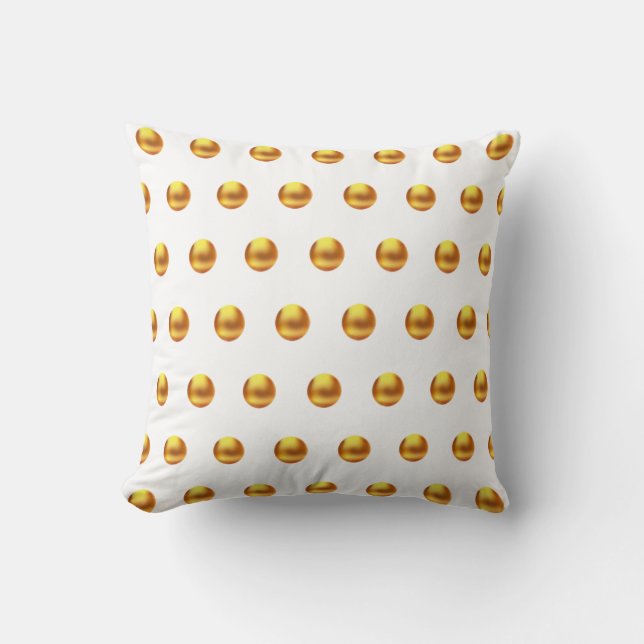 Elegant Medium Gold Polka Dots Throw Pillow (Front)
