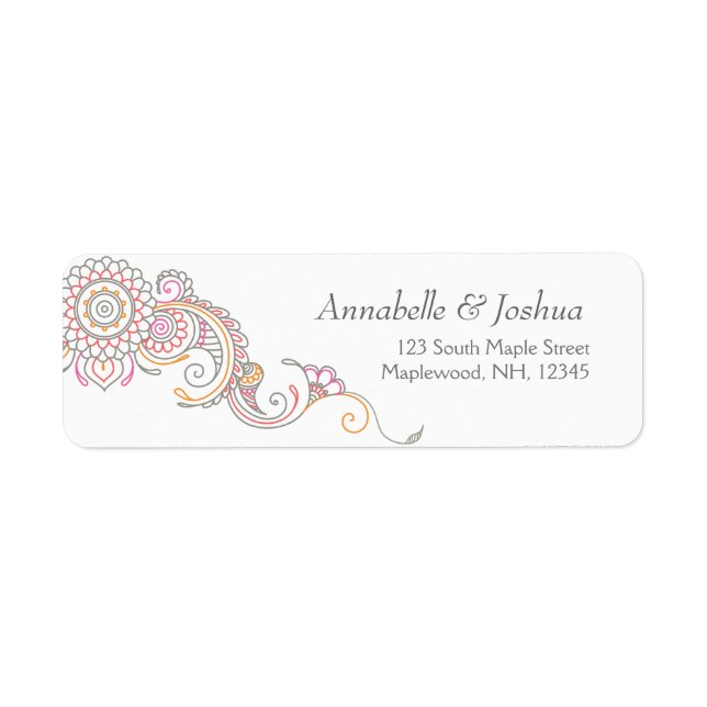 Elegant Mehndi design return address labels (Front)