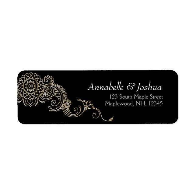 Elegant Mehndi design return address labels-gold (Front)