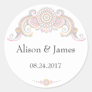 Elegant Mehndi design round stickers