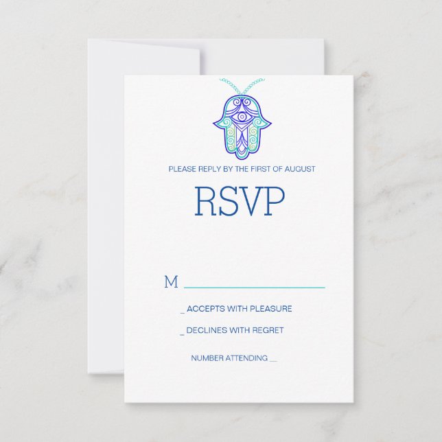 Elegant Mehndi design wedding RSVP card-navy (Front)