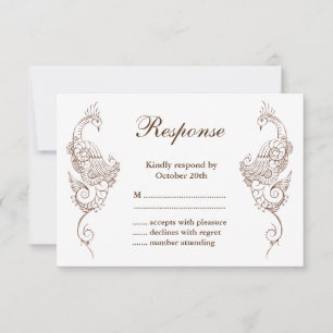 Elégant Mehndi Peacock Mariage RSVP