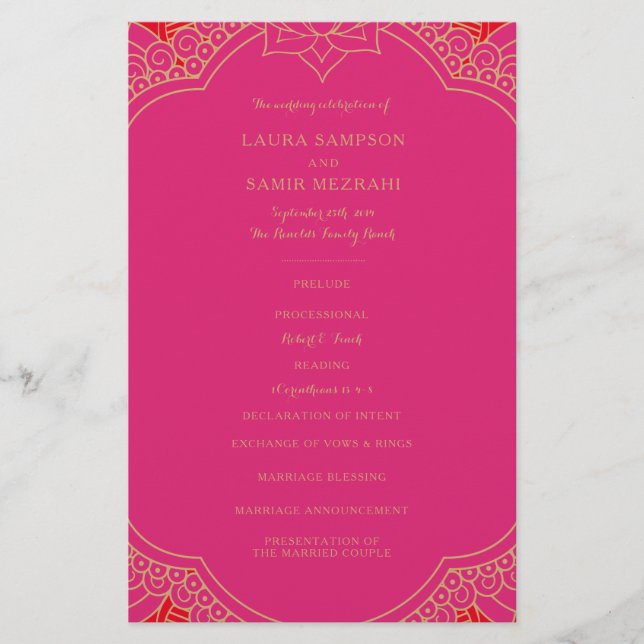 Élégant Mehndi programmes de mariage (Devant)
